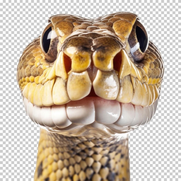 PSD fotografia de rosto de cobra isolada em fundo transparente