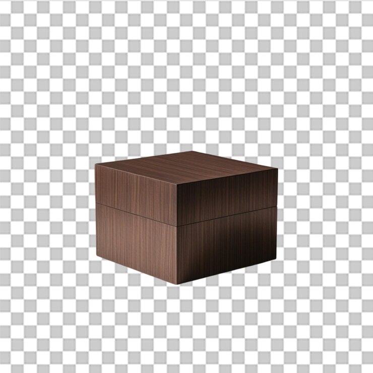 PSD fotografía de estudio de una elegante caja negra y marrón aislada sobre un fondo transparente ideal para el embalaje