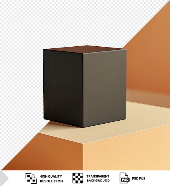 PSD fotografía de estudio psd de una caja marrón negra en un fondo transparente contra una pared naranja png