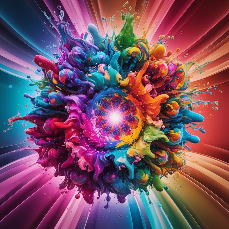 PSD fotografia gratuita astratto colorato splash generativo di sfondo 3d
