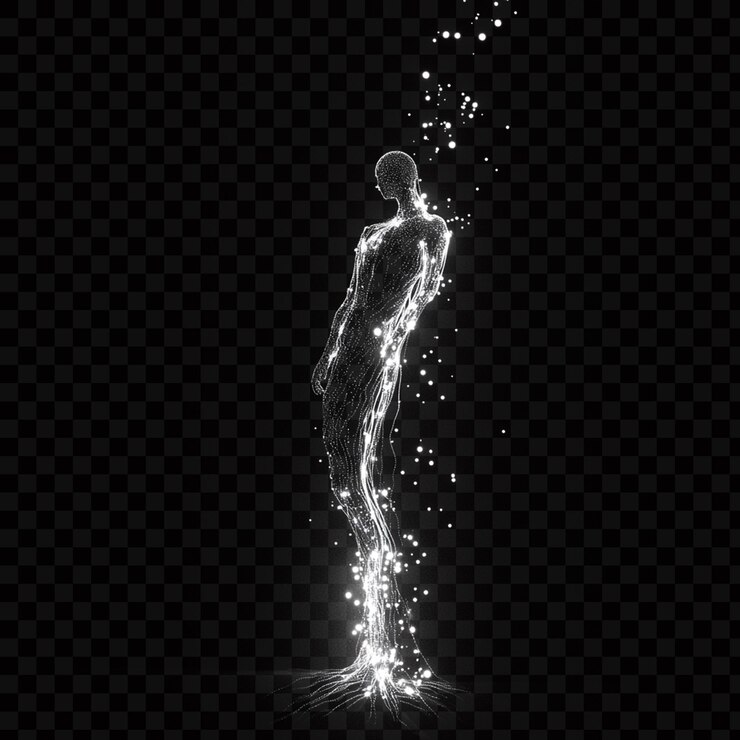 PSD fotografía iluminada en blanco y negro con flash sobre un fondo transparente
