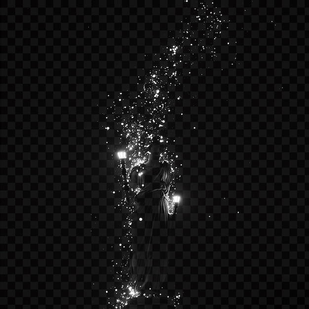 Fotografia iluminada em flash preto e branco em fundo transparente
