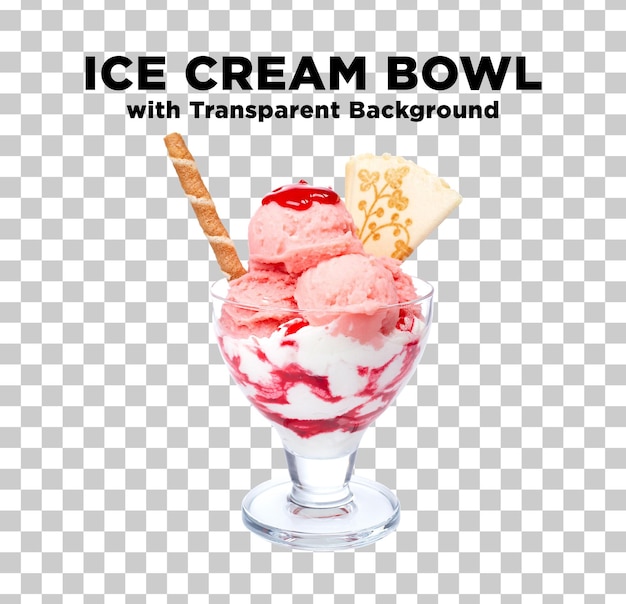 Fotografía PSD de la taza de vidrio de helado con fondo transparente