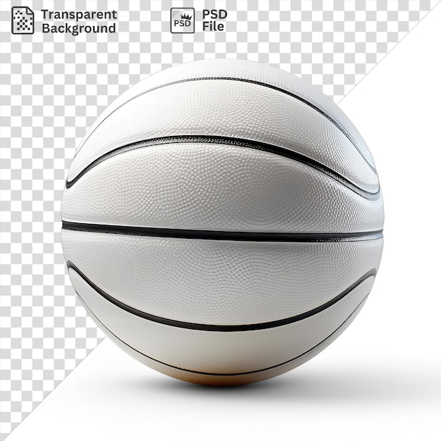 Fotografia realista única de jogadores de basquete com bola com linha preta e sombra em fundo isolado