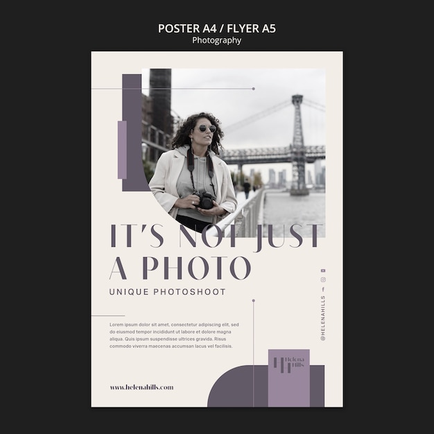 Fotografie-Plakatschablone des flachen Designs