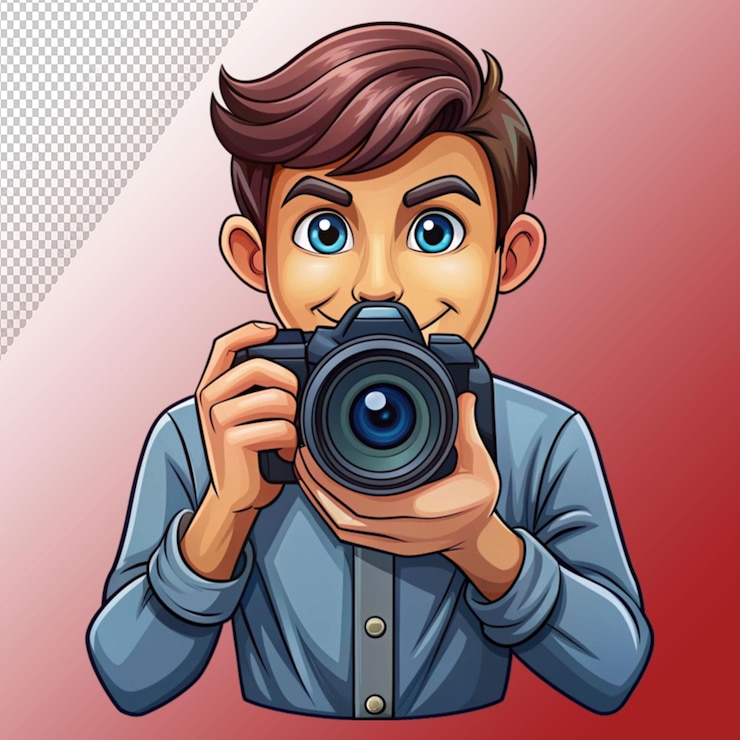 PSD fotografo con vettor clip art della fotocamera isolato su uno sfondo trasparente