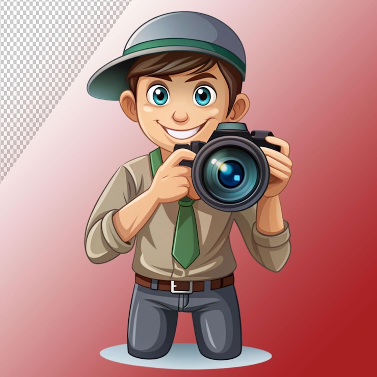 PSD fotógrafo con el vector de arte de la cámara aislado en un fondo transparente