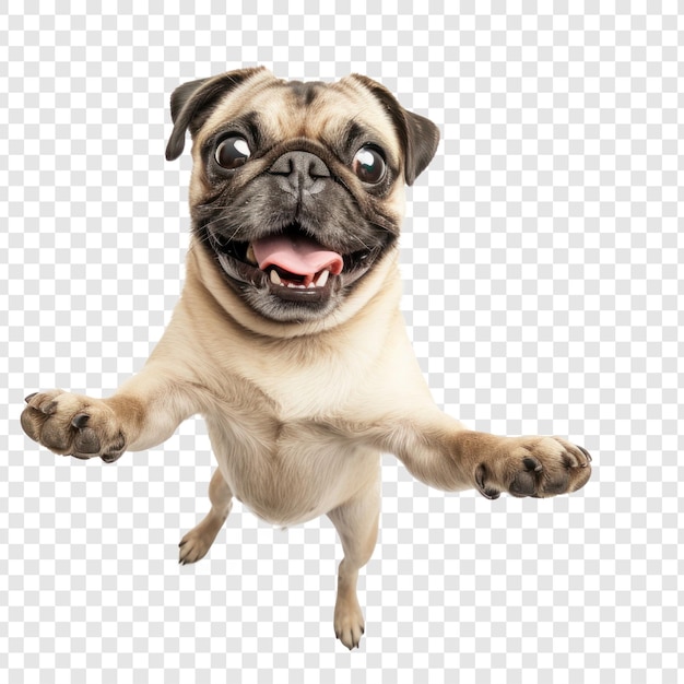 PSD fotorealistischer hund in voller länge, der für ein selfie lächelt und auf einem durchsichtigen hintergrund steht psd