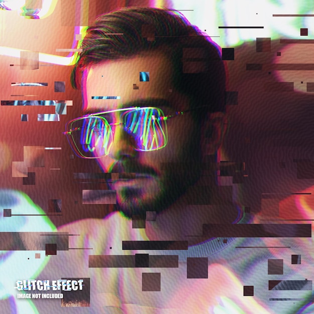 PSD fotovorlage mit glitch-effekt