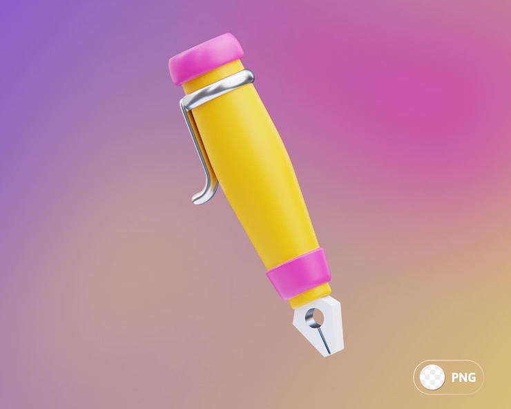 PSD fountain pen stationery 3d illustration