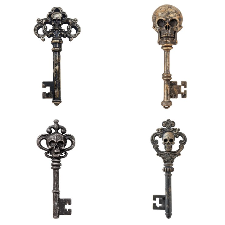 PSD four ornate antique keys with skullshaped heads