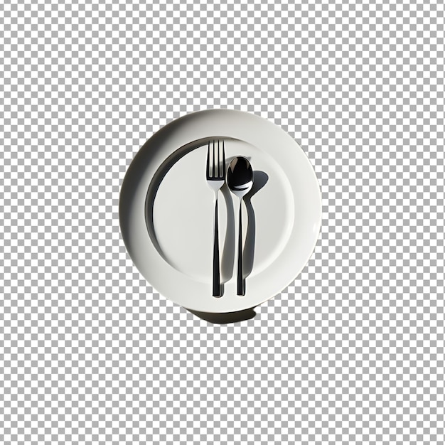 une fourchette et un couteau sont sur une assiette avec une fourgonne dessus