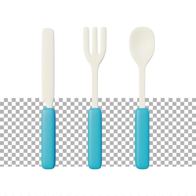 PSD fourchette et cuillère de couteau de cuisine rendu 3d