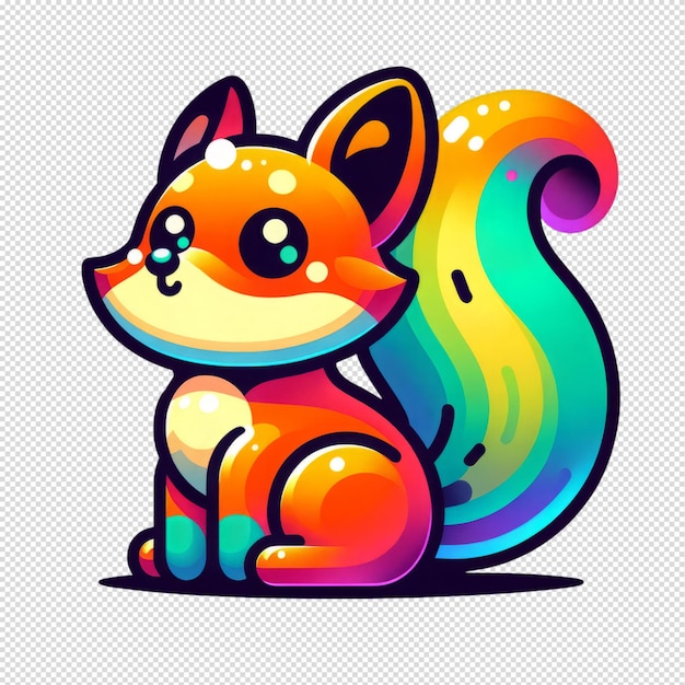 PSD fox de desenhos animados de cores vibrantes