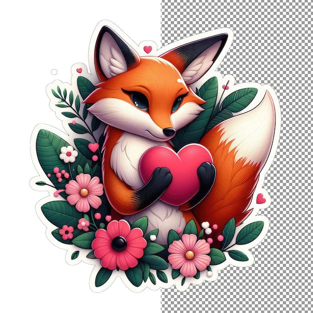 PSD foxy love heart em paws sticker