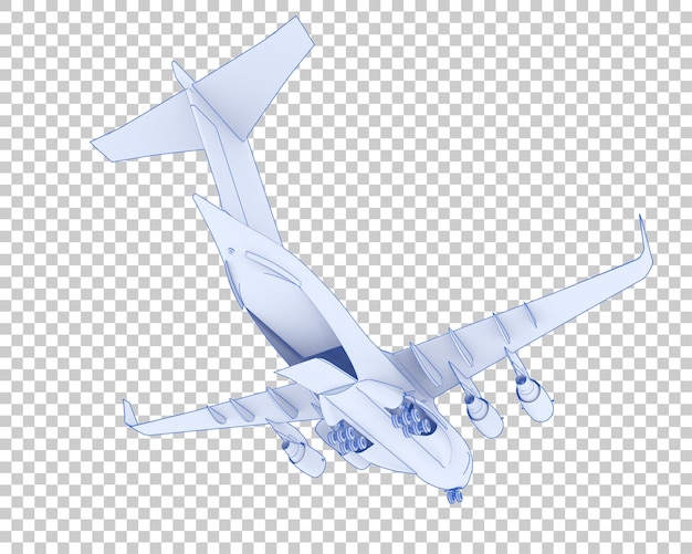 Frachtflugzeug auf transparentem hintergrund 3d-darstellung