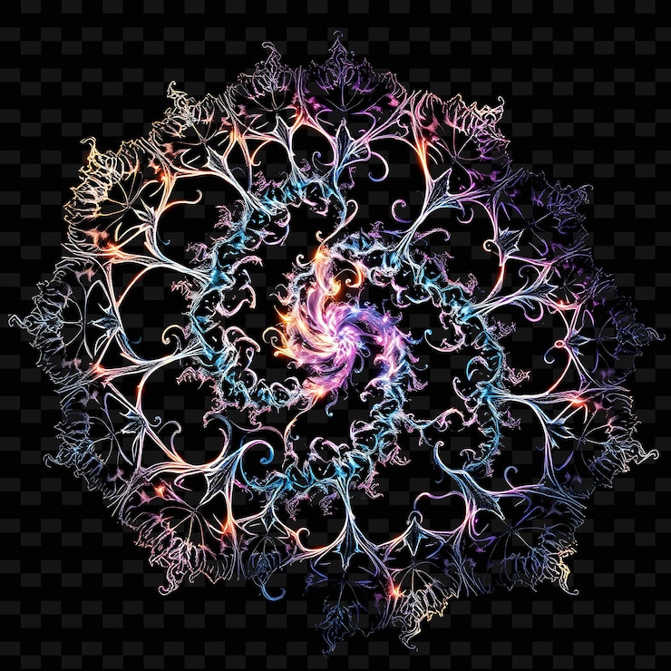 PSD fractales luminosos intrincados fractal como patrones de li iridescente y2k neón inspirado en la luz textureg