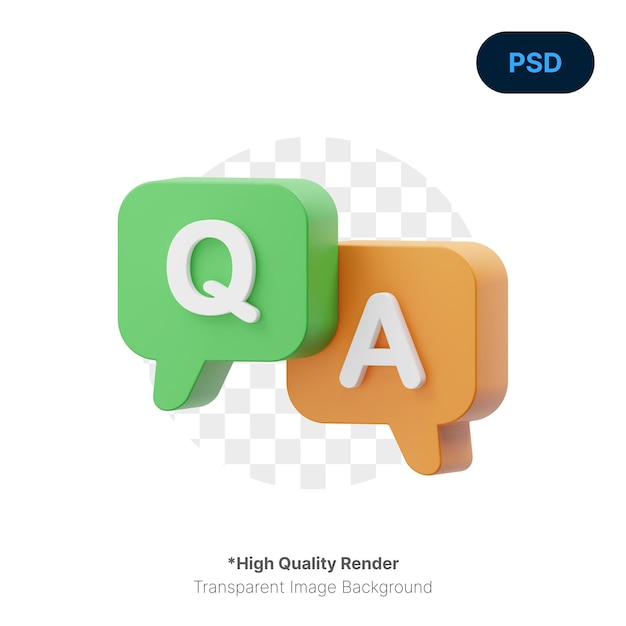 Frage-Antwort-3D-Symbol Premium PSD