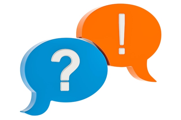 Frage und Antwort Speech Bubbles 3D-Rendering isoliert auf transparentem Hintergrund