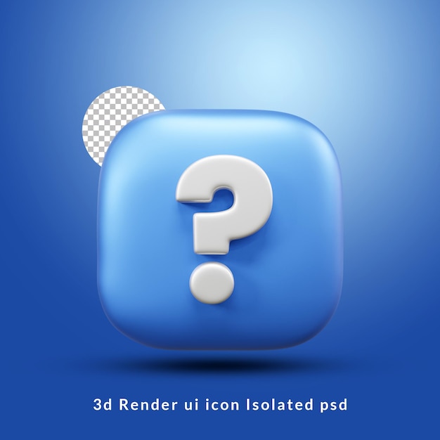 PSD fragezeichen ui icon 3d render isoliert