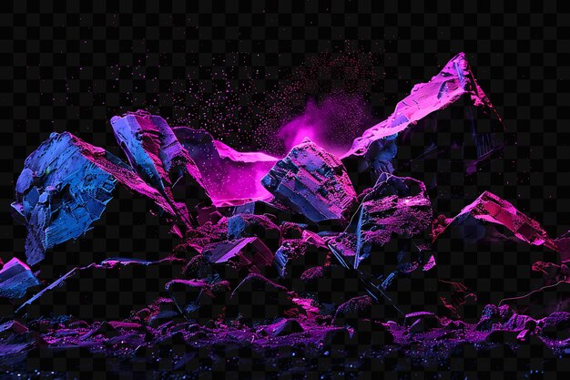 PSD fragmentos de pedra rachados com superfícies ásperas e irregulares com efeito fx film background overlay art