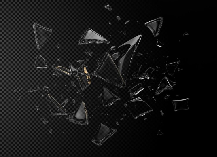 PSD fragmentos de vidrio destrozados en un estilo realista