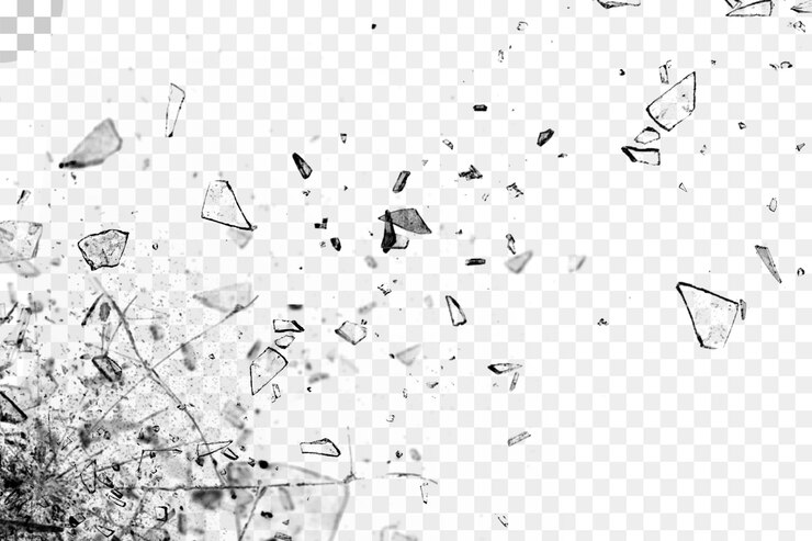 PSD fragmentos de vidrio roto. fondo transparente