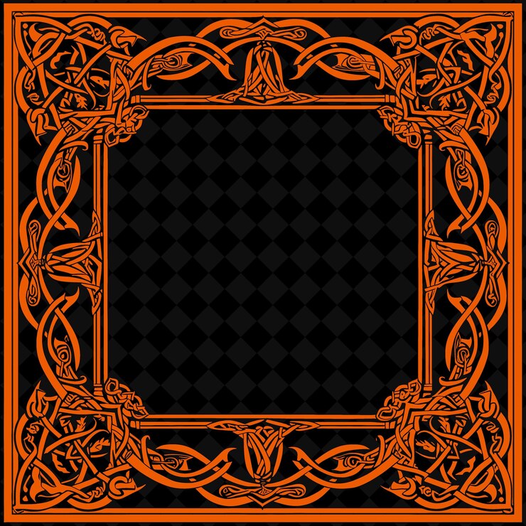 PSD frame celtic border con entrelazamiento simétrico y nudos diseños abstractos png creativos
