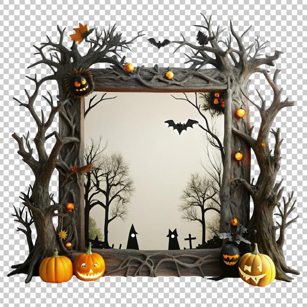 PSD frame de halloween da floresta assustadora
