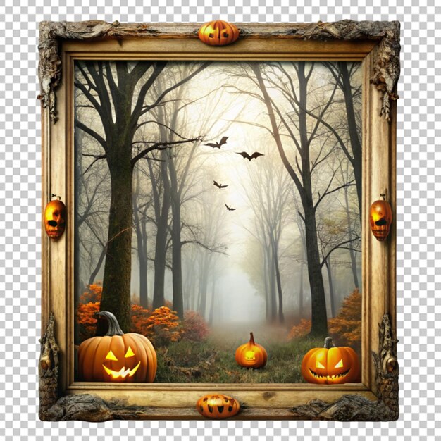 PSD frame de halloween da floresta assustadora