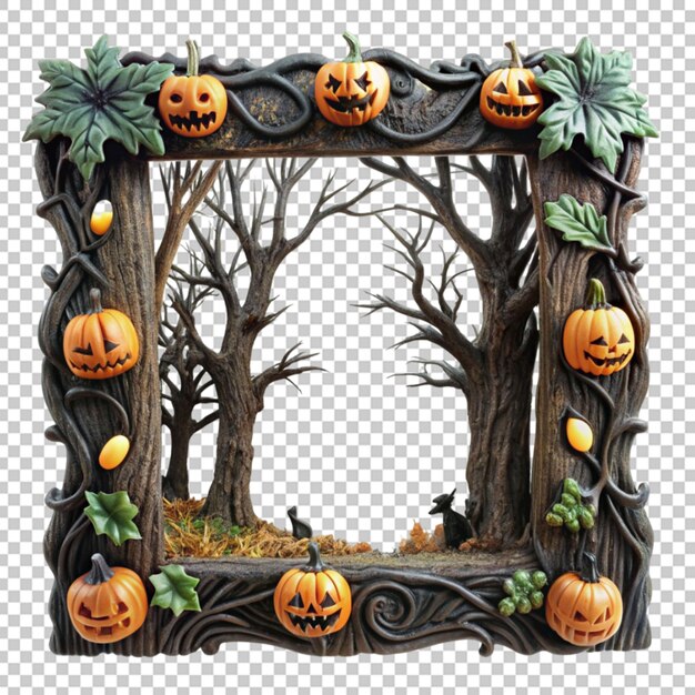 PSD frame de halloween da floresta assustadora