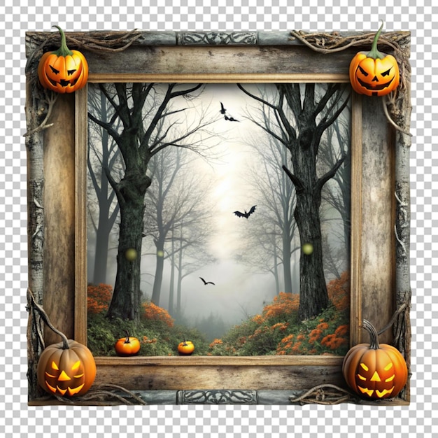 PSD frame de halloween da floresta assustadora