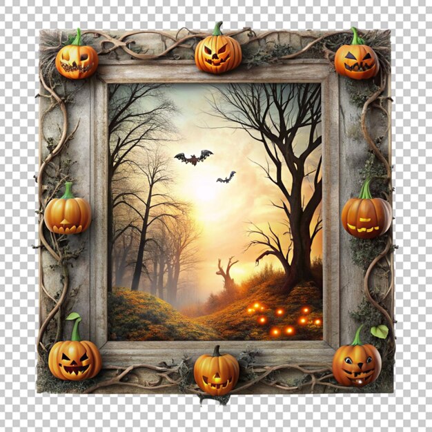 PSD frame de halloween da floresta assustadora