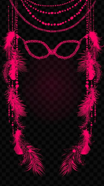 PSD frame de máscara de mardi gras com corda de boa de pluma e textura colorida de b psd border art design collage