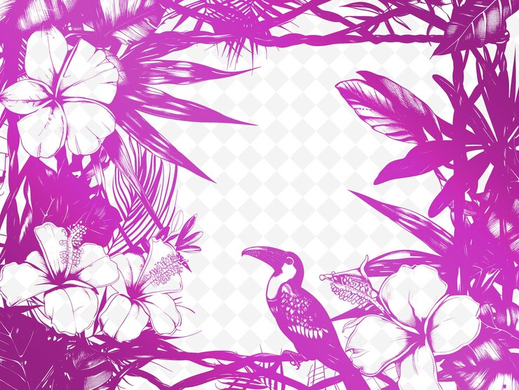 PSD frame de palha tecido com flores de heliconia e decoração de pássaros designs de arte vetorial criativa da natureza