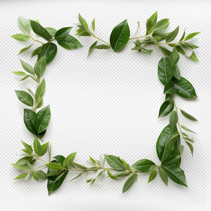 PSD frame di confine delle foglie verdi isolato