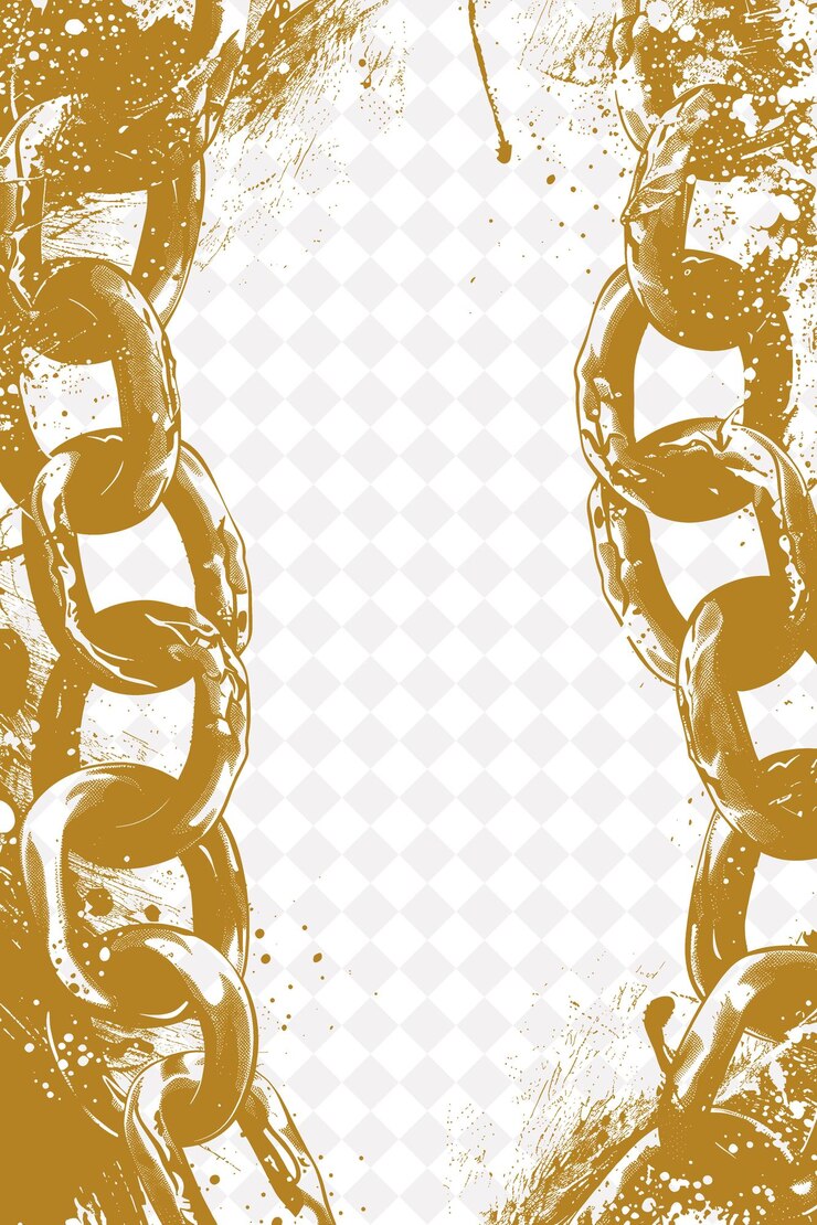 PSD frame de enlace de cadena con borde con textura industrial y aguda fea diseños abstractos creativos png
