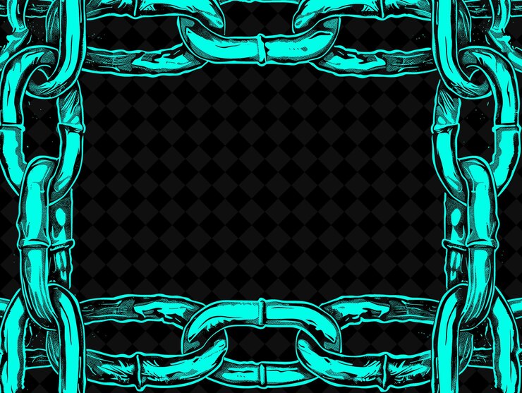 PSD frame de enlace de cadena con borde con textura industrial y aguda fea diseños abstractos creativos png