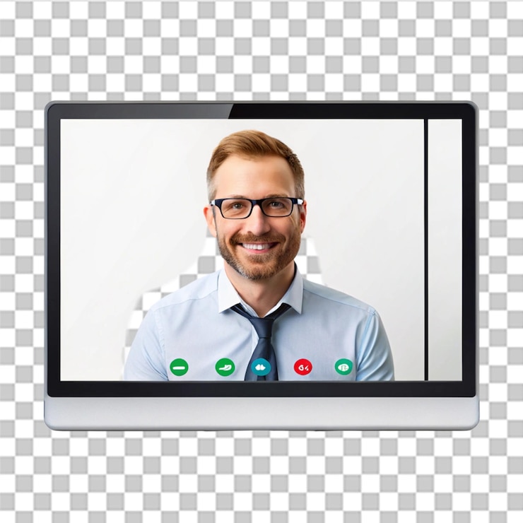 PSD frame for video call illustrations isolated on transparent background