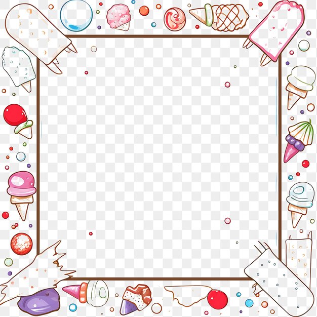 PSD frame hexagonal con conos de helado de estilo doodle capricho de psd t-shirt con diseño de marco 2d