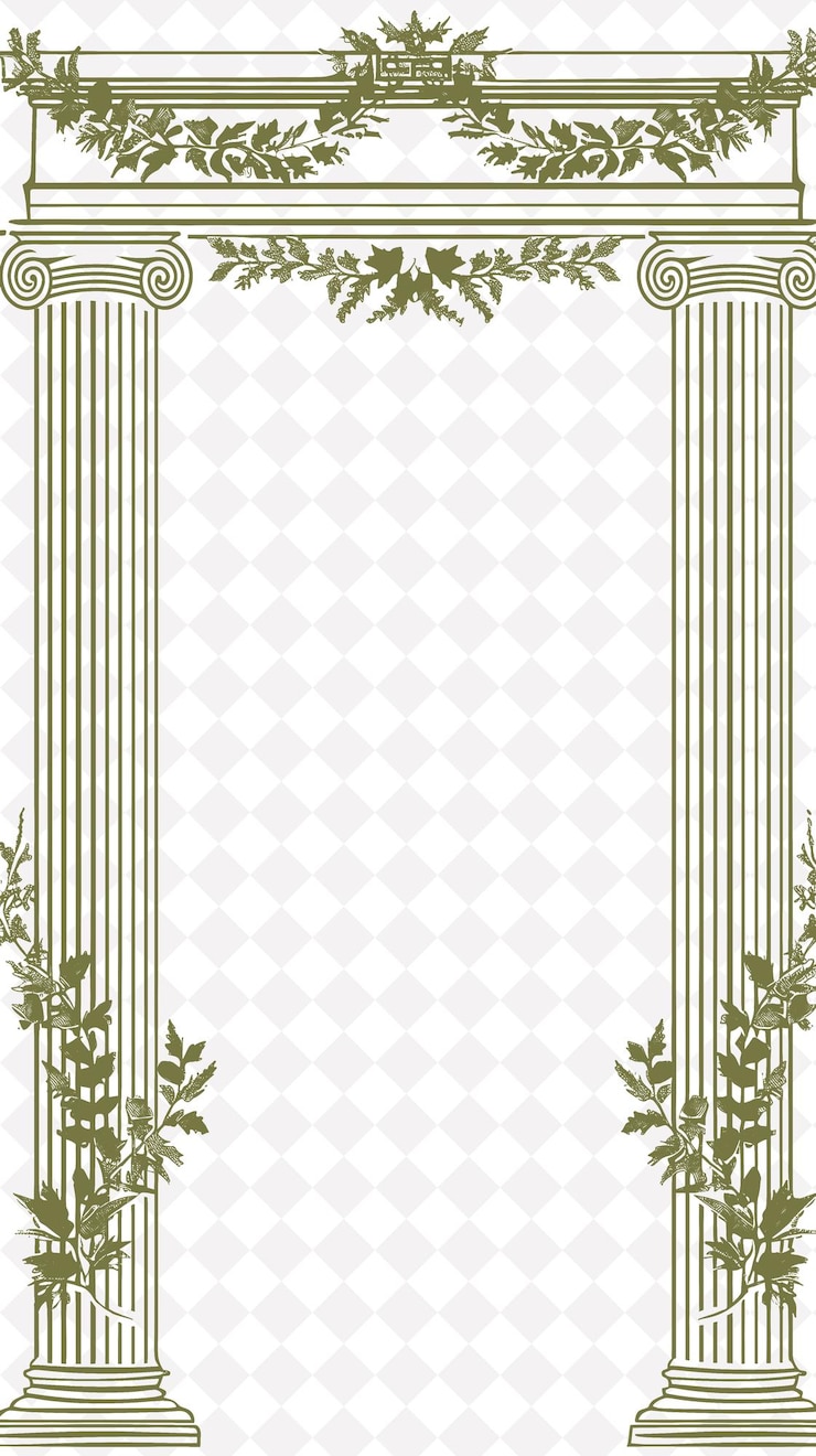 PSD frame in stile greco migliorato con corone di alloro e colonna de png creative background design