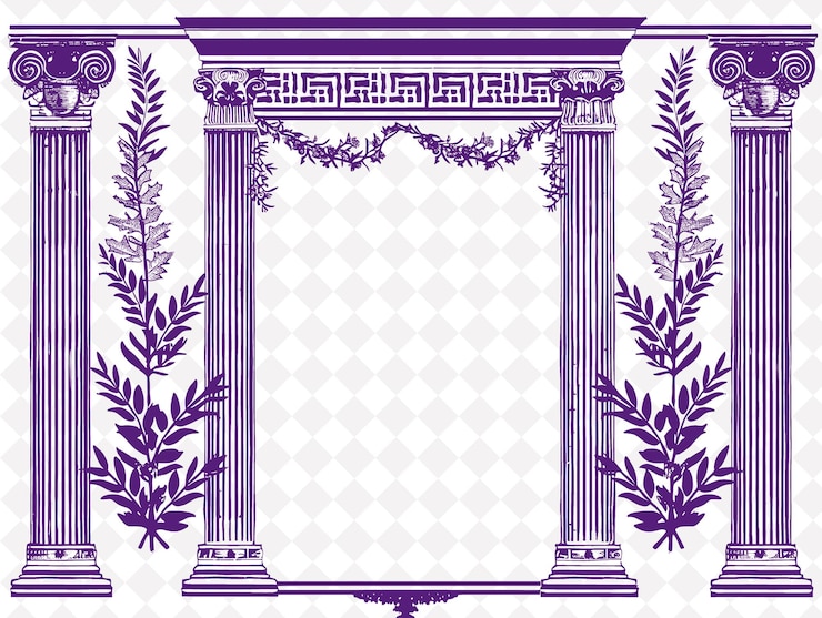 PSD frame in stile greco migliorato con corone di alloro e colonna de png creative background design