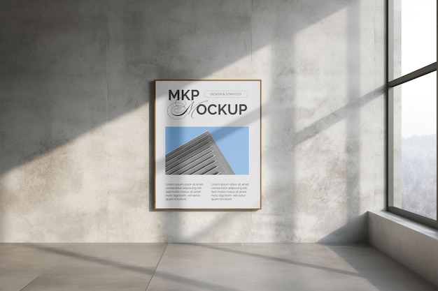 PSD frame-mockup auf industrieller wand