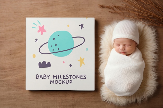 PSD frame-mockup mit baby-meilenstein-design