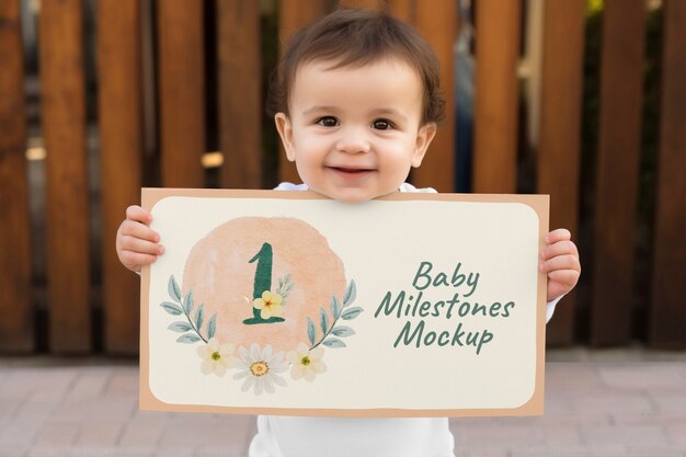 PSD frame-mockup mit baby-meilenstein-design