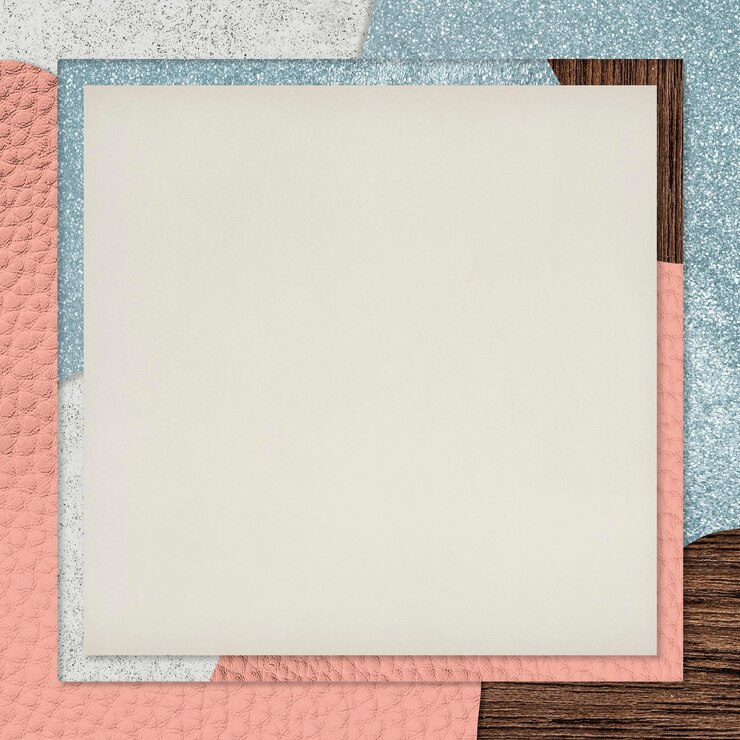 PSD frame on pink and blue collage textured background vector