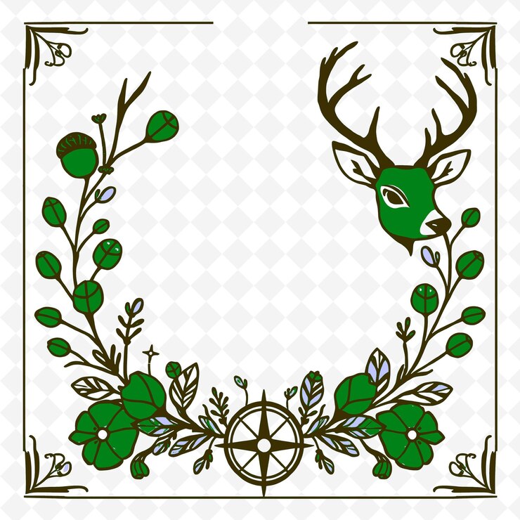 PSD frame vector com cute deer outlines acorn caps e gi png inspirado decoração de ação de graças design