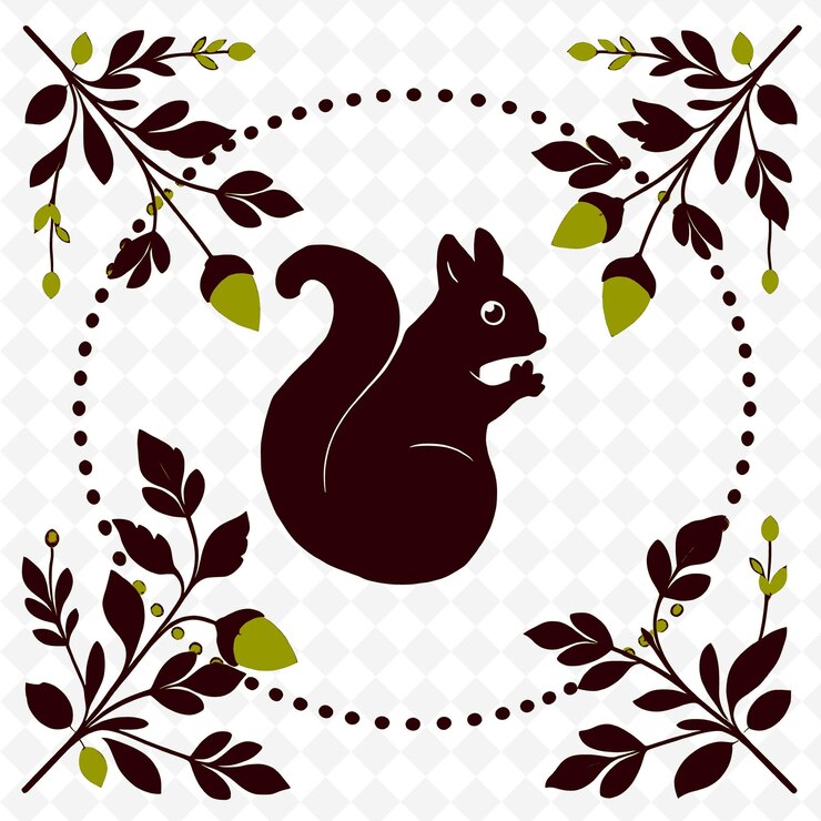 PSD frame vector con giocose silhouette di scoiattolo acorn un png ispirato a thanksgiving decoration design