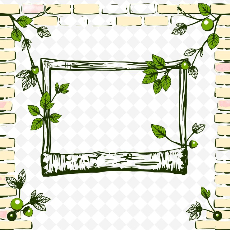 PSD frame vector with textured birch logs leaves acorns b png inspired thanksgiving decoration design
