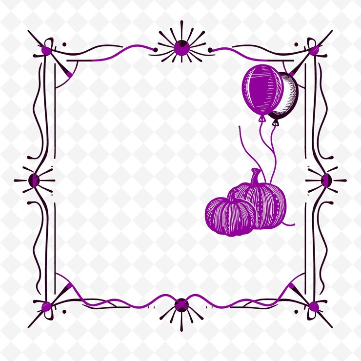 PSD frame vector with yarn pumpkins yarn and balloons pum png inspirado em decoração de ação de graças